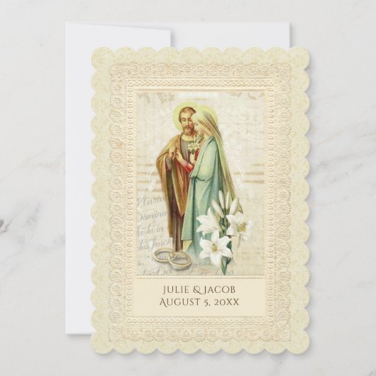 カソリッ伝統的クヴィンテージウェディング招待状 招待状 (正面)