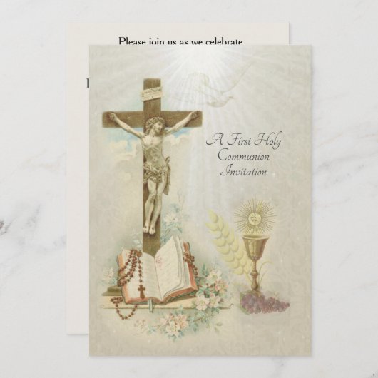 カソリッ伝統的クヴィンテージ招待状 招待状 (正面/裏面)