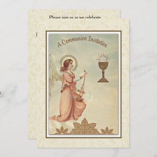 カソリッ伝統的クヴィンテージ招待状 招待状 (正面/裏面)