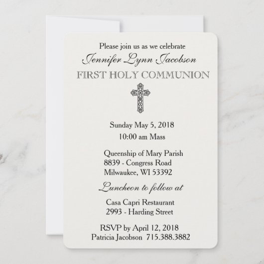 カソリッ伝統的クヴィンテージ招待状 招待状 (裏面)