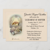 カソリッ伝統的ク乳児バプテスマ招待状 招待状 (正面/裏面)