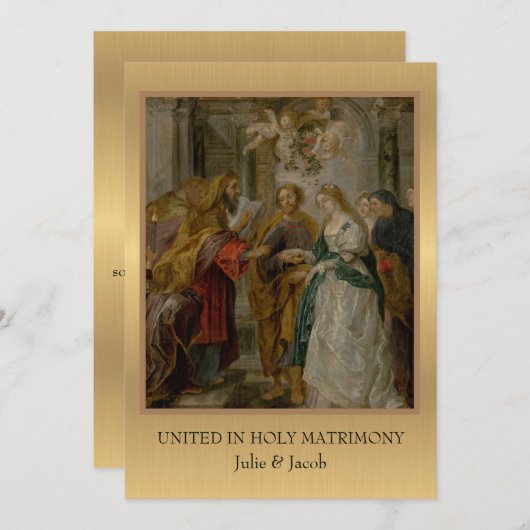 カソリッ伝統的ク宗教結婚式招待状 招待状 (正面/裏面)