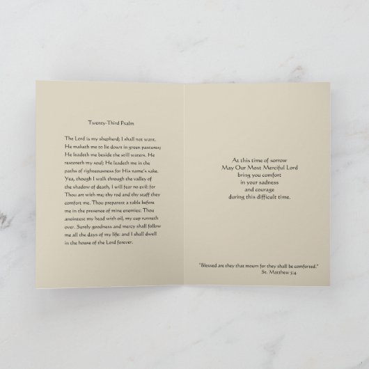 カソリッ伝統的ク悔やみや弔慰の弔問の十字架 カード (内部)