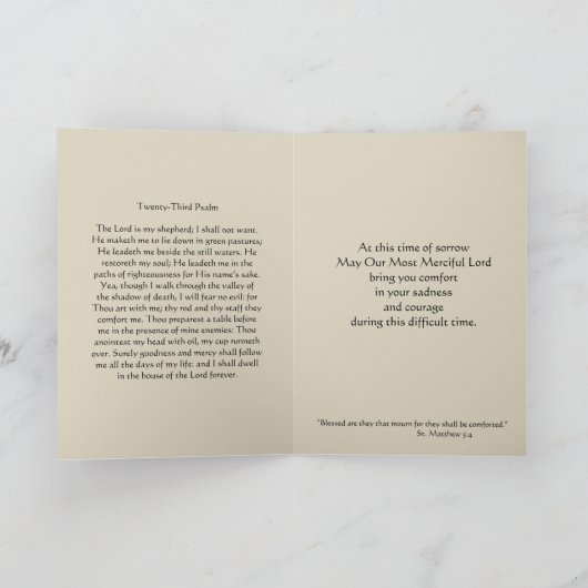 カソリッ伝統的ク悔やみや弔慰の弔問の十字架 カード (内部)