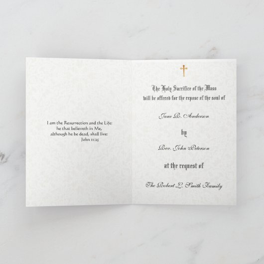 カソリッ伝統的ク悔やみや弔慰ミサがイエスを捧げる カード (内部)
