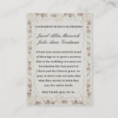 カソリッ伝統的ク結婚の祈りの言葉聖札 名刺 (裏面)