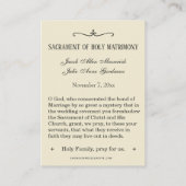 カソリッ伝統的ク結婚式の引き出物神聖カード エンクロージャーカード (裏面)