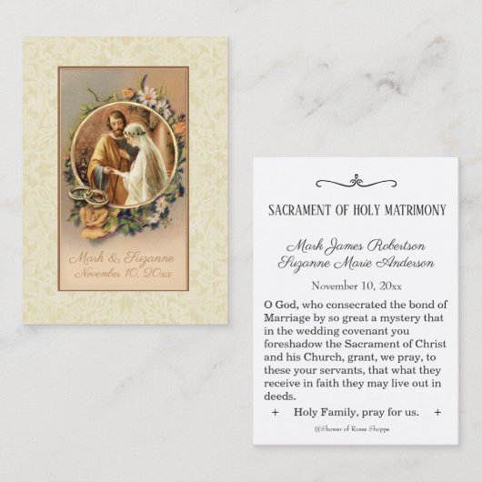 カソリッ伝統的ク結婚式の引き出物神聖カード 名刺 (正面/裏面)