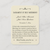 カソリッ伝統的ク結婚式の引き出物神聖カード 名刺 (裏面)