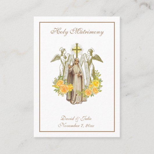 カソリッ伝統的ク結婚式の引き出物神聖カード 名刺 (正面)