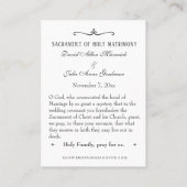 カソリッ伝統的ク結婚式の引き出物神聖カード 名刺 (裏面)