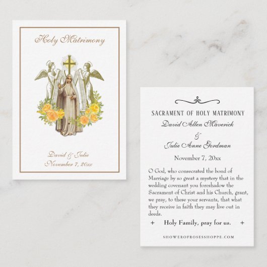 カソリッ伝統的ク結婚式の引き出物神聖カード 名刺 (正面/裏面)