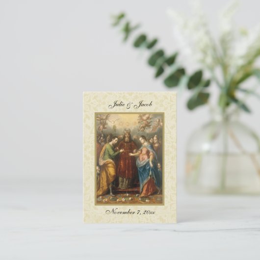 カソリッ伝統的ク結婚式の引き出物神聖カード 名刺 (スタンド正面)