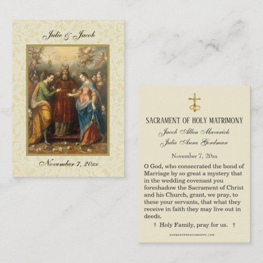 カソリッ伝統的ク結婚式の引き出物神聖カード 名刺 (正面/裏面)