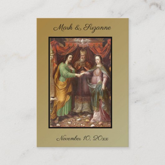 カソリッ伝統的ク結婚式の引き出物神聖カード 名刺 (正面)