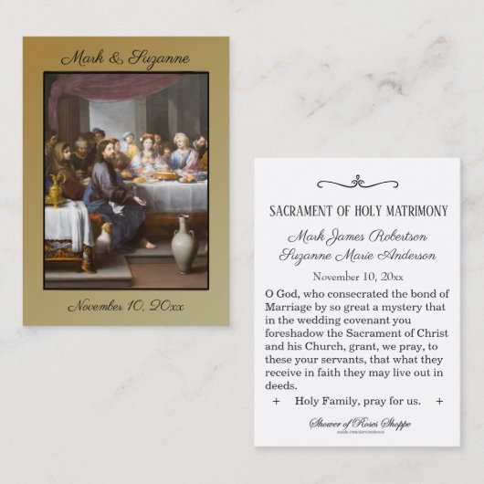 カソリッ伝統的ク結婚式の引き出物神聖カード 名刺 (正面/裏面)