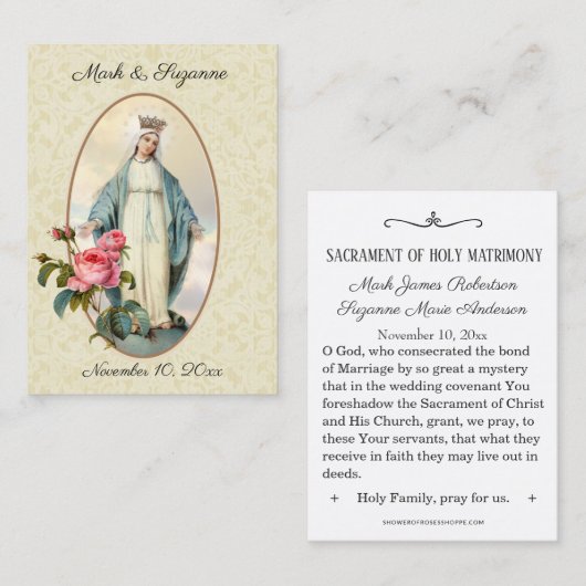 カソリッ伝統的ク結婚式の引き出物神聖カード 名刺 (正面/裏面)