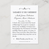 カソリッ伝統的ク結婚式の引き出物神聖カード 名刺 (裏面)