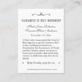 カソリッ伝統的ク結婚式の引き出物神聖カード 名刺 (裏面)