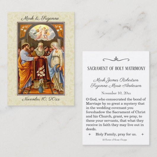 カソリッ伝統的ク結婚式の引き出物神聖カード 名刺 (正面/裏面)