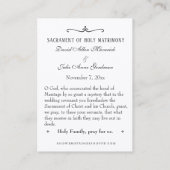 カソリッ伝統的ク結婚式の引き出物神聖カード 名刺 (裏面)