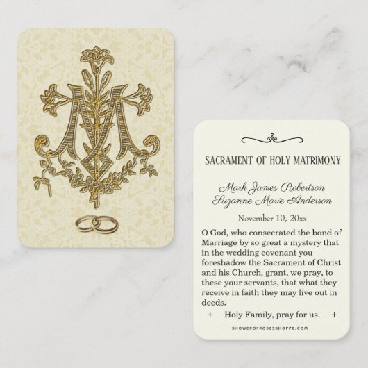 カソリッ伝統的ク結婚式の引き出物神聖カード 名刺 (正面/裏面)
