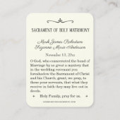 カソリッ伝統的ク結婚式の引き出物神聖カード 名刺 (裏面)