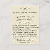 カソリッ伝統的ク結婚式の引き出物神聖カード 名刺 (裏面)