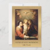 カソリッ伝統的ク金ゴールド結婚式招待状 招待状 (正面)