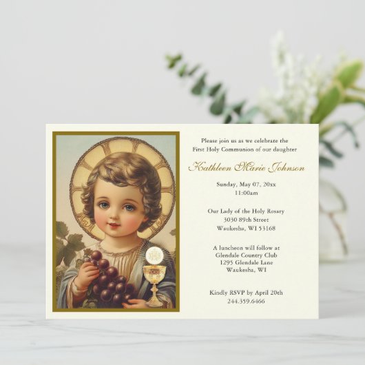 カソリッ伝統的ク・イエス・ファースト・コミュニオン 招待状 (スタンド正面)