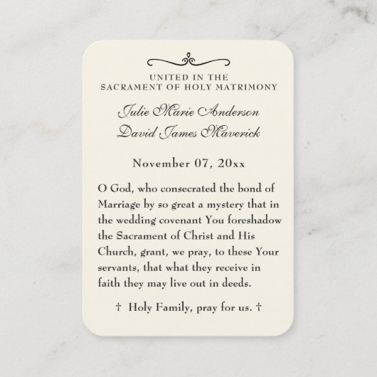 カソリッ結婚クのエレガント好意の聖札 名刺 (裏面)