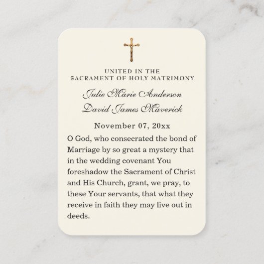 カソリッ結婚クのエレガント好意の聖札 名刺 (裏面)
