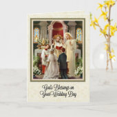 カソリッ結婚クのカードと聖なる書物、 経典の詩 カード (黄色い花)