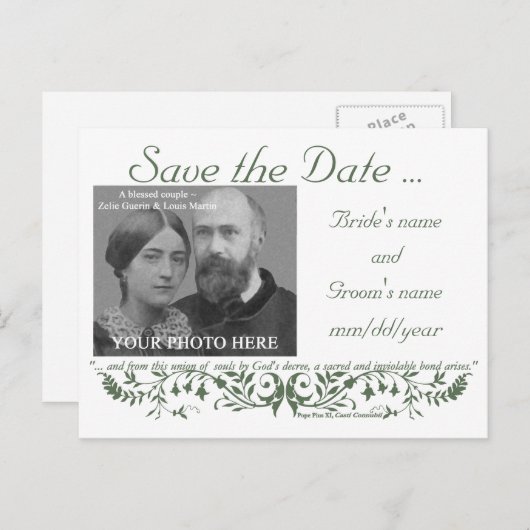 カソリッ結婚クのセット日付テンプレートCCを保存 案内ポストカード (正面/裏面)