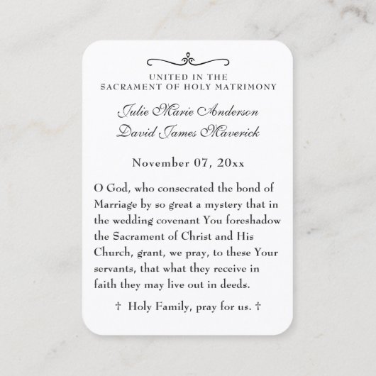 カソリッ結婚クのバラ好意の聖札 名刺 (裏面)