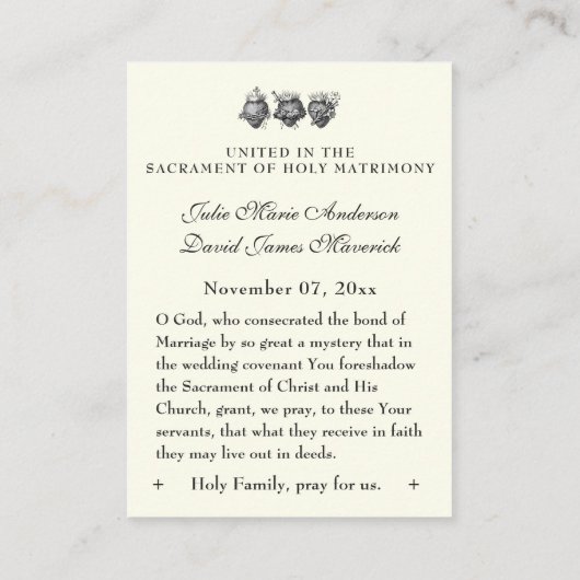 カソリッ結婚クのマリアン十字祈りの言葉カード 名刺 (裏面)