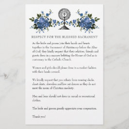 カソリッ結婚クの慎ましい教会の服装ブルーバラ 便箋