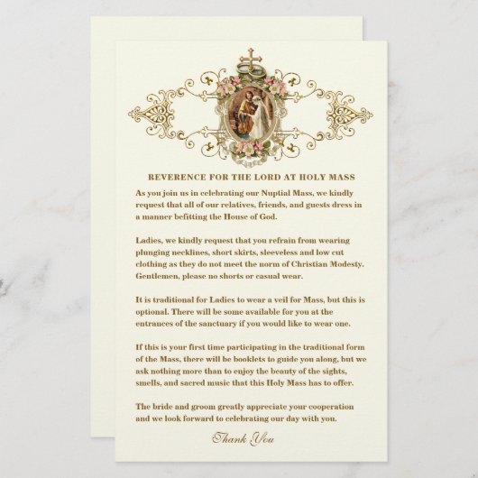 カソリッ結婚クの教会の質素な服装 便箋 (正面/裏面)