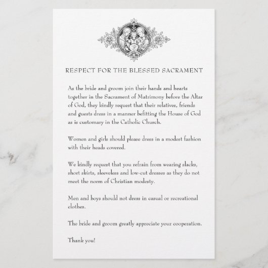 カソリッ結婚クの教会の質素な服装 便箋 (正面)