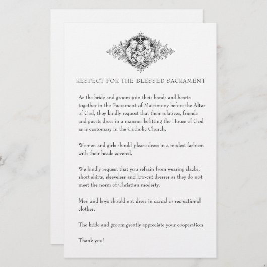 カソリッ結婚クの教会の質素な服装 便箋 (正面/裏面)