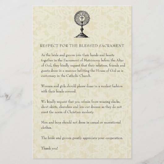カソリッ結婚クの教会の質素な服装 便箋 (正面)