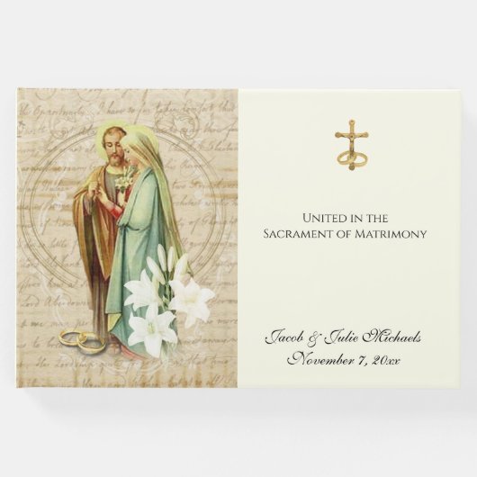 カソリッ結婚クの新郎新婦リングや輪 ゲストブック (正面)