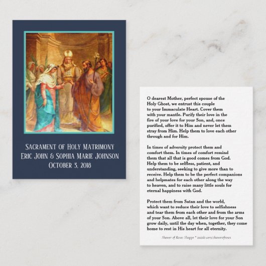 カソリッ結婚クの祈りの言葉が聖札を好む 名刺 (正面/裏面)