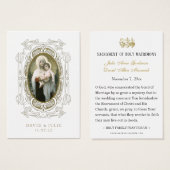 カソリッ結婚クの祈りの言葉カードとヴァージンイエス (正面&裏面)