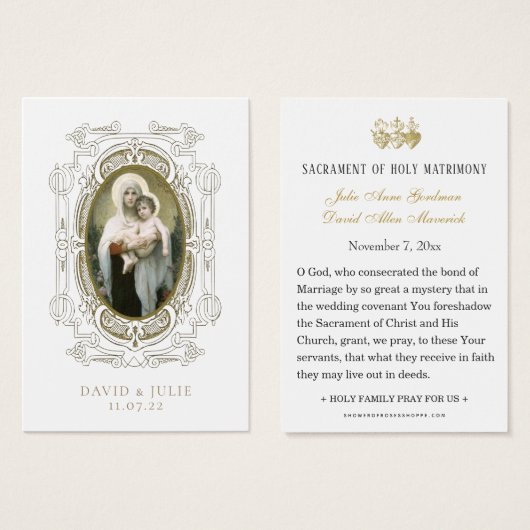 カソリッ結婚クの祈りの言葉カードとヴァージンイエス (正面&裏面)