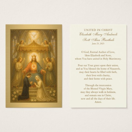 カソリッ結婚クの祈りの言葉カードイエス (正面&裏面)