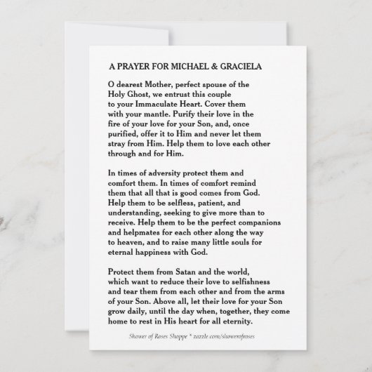 カソリッ結婚クの祈りの言葉カード |オーバーレイありがとうございます サンキューカード (裏面)