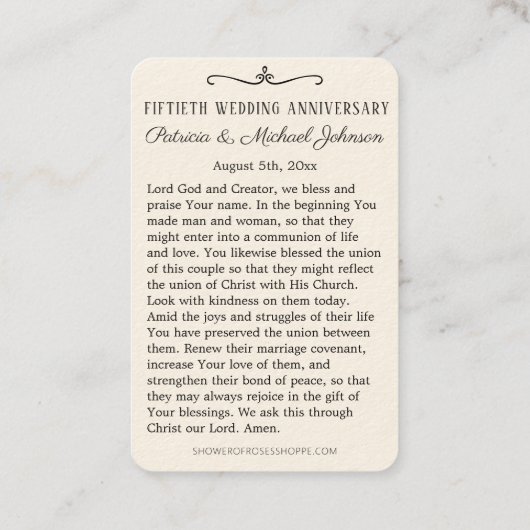 カソリッ結婚クの記念日への賛美聖書 名刺 (裏面)