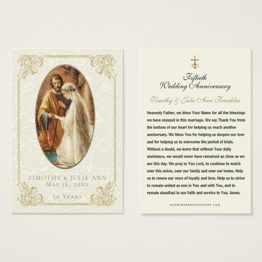 カソリッ結婚クの記念日祈りの言葉カード (正面&裏面)