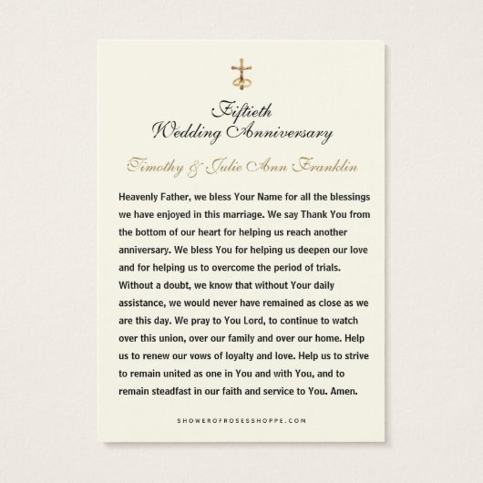 カソリッ結婚クの記念日祈りの言葉カード (裏面)